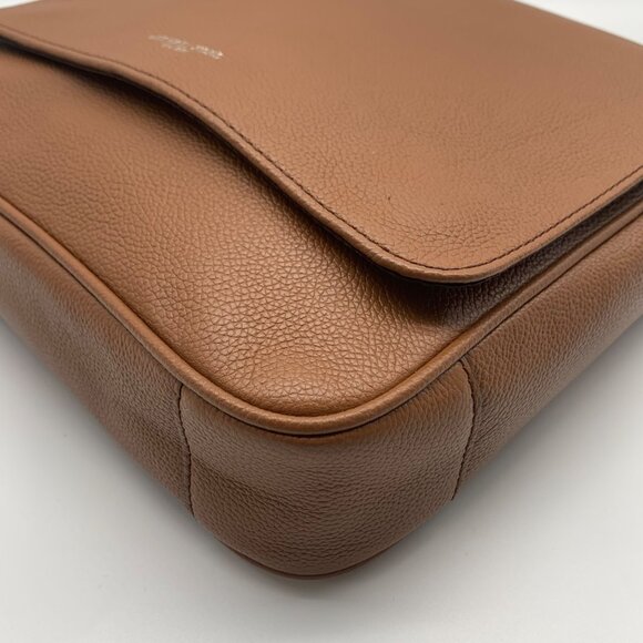 Michael Kors Medium Brown Crossgrain Leather Harrison Messenger Bag - Picture 7 of 11